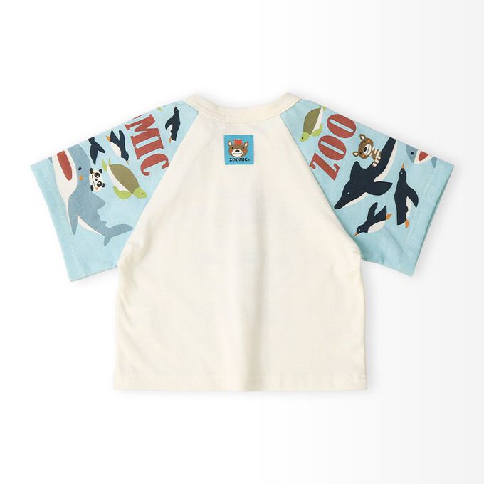 日本 ZOOLAND - 海洋印花短袖上衣-手臂鯨鯊-海軍藍