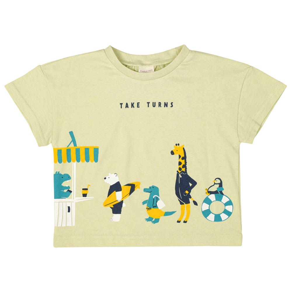 短袖T恤-動物-綠色