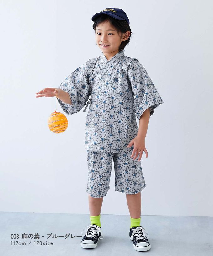 日本 devirock - 期間限定！經典日式風甚平套裝-煙火-靛藍