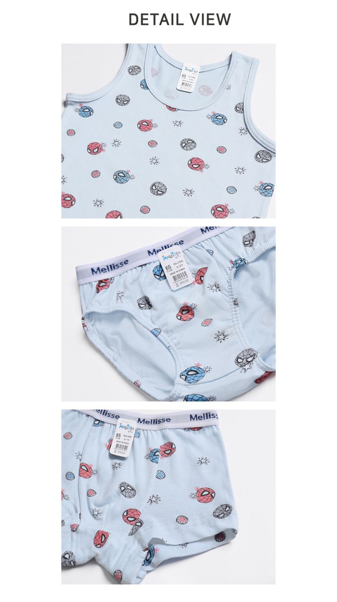 韓國 Mellisse - 韓製棉混紡背心(男寶)-卡通人物蜘蛛人-天藍
