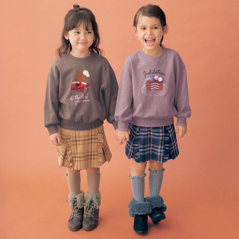 日本千趣會 - GITA 印花刷毛長袖上衣-巧克力磚-可可