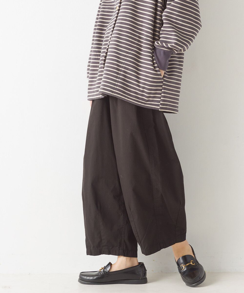 日本 OMNES - 繭型舒適休閒寬褲-一般款-卡其