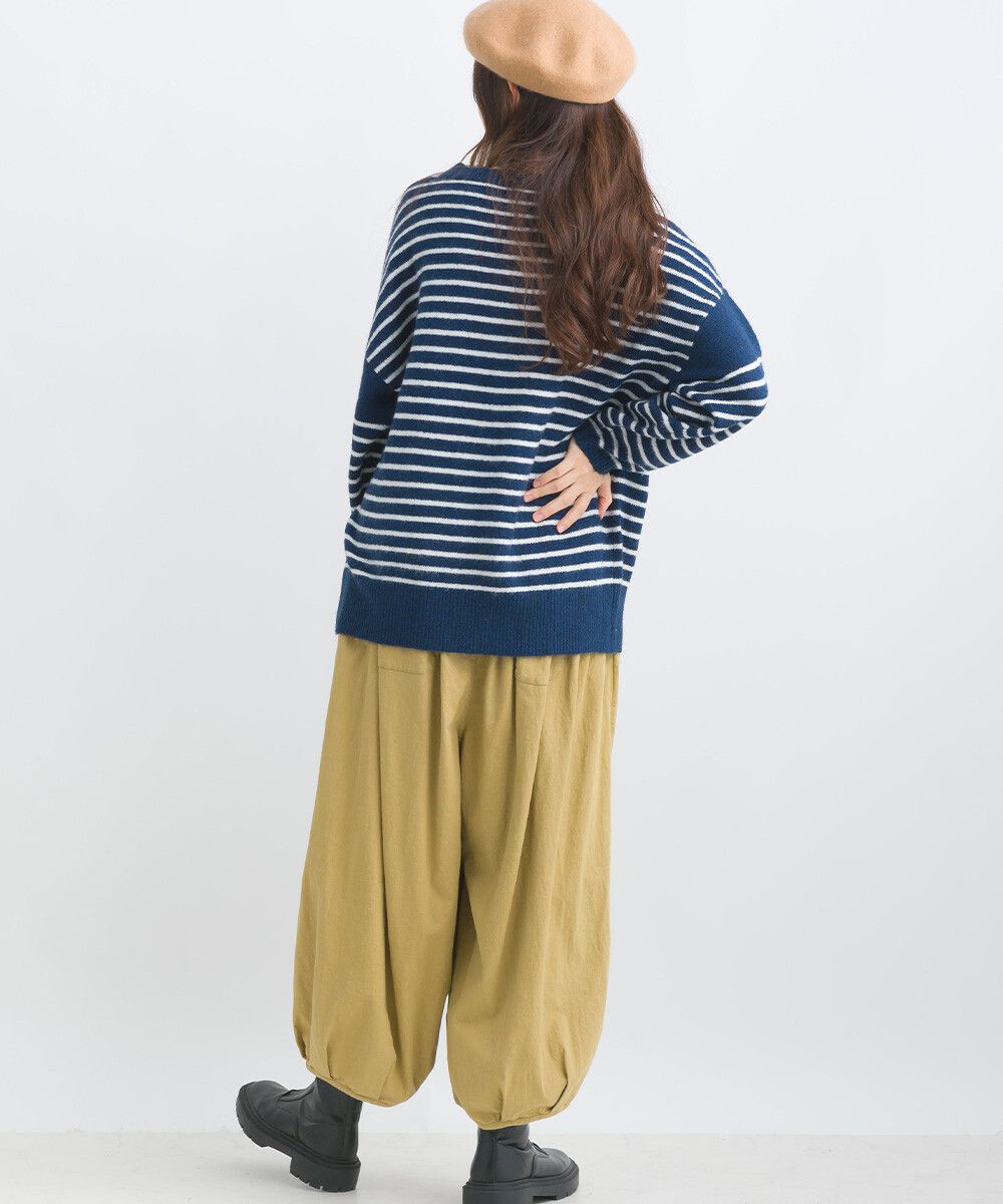 日本女裝代購 - 定番文青感條紋針織上衣-黃