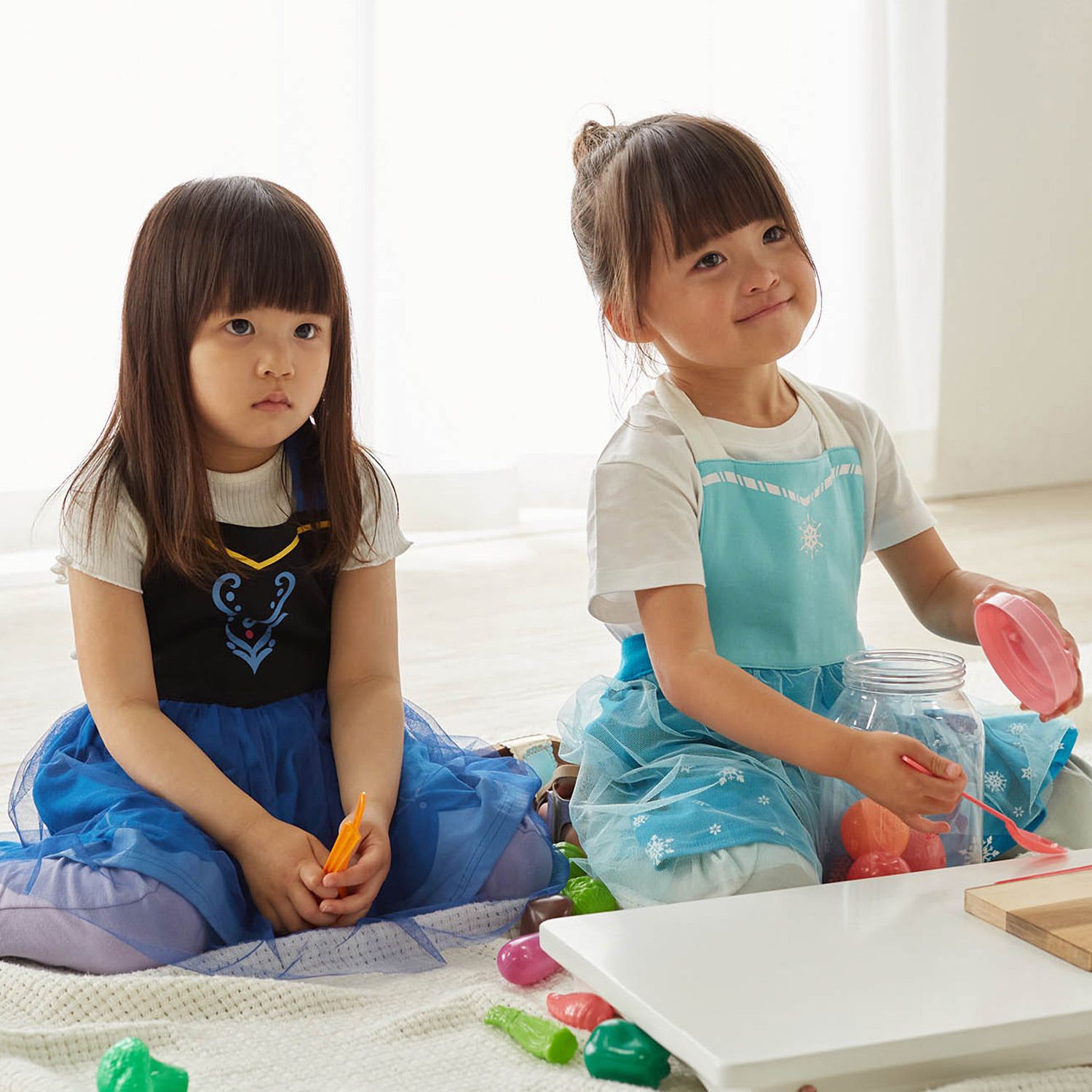 日本千趣會 - 公主圍裙式洋裝-卡通人物仙度瑞拉-水藍