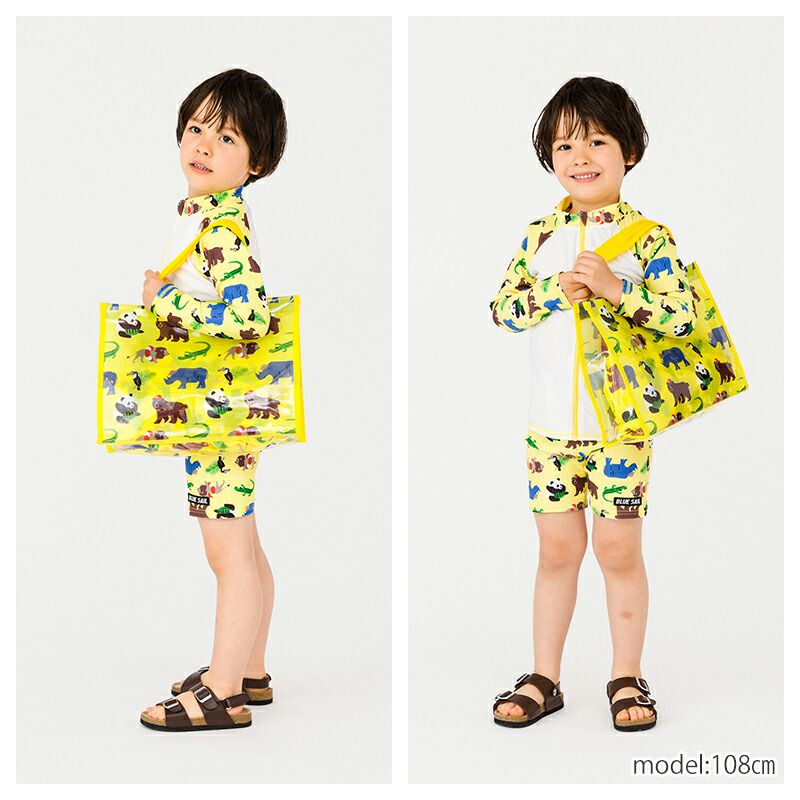 日本 ZOOLAND - 防水PVC手提袋/游泳包-F鯨鯊兄弟-深藍 (25x34x11cm)