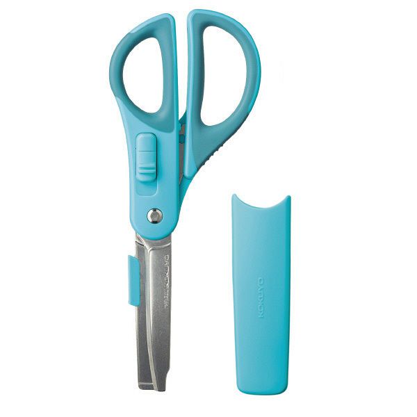 日本文具 KOKUYO - 2WAY附開箱刀片機能剪刀-藍