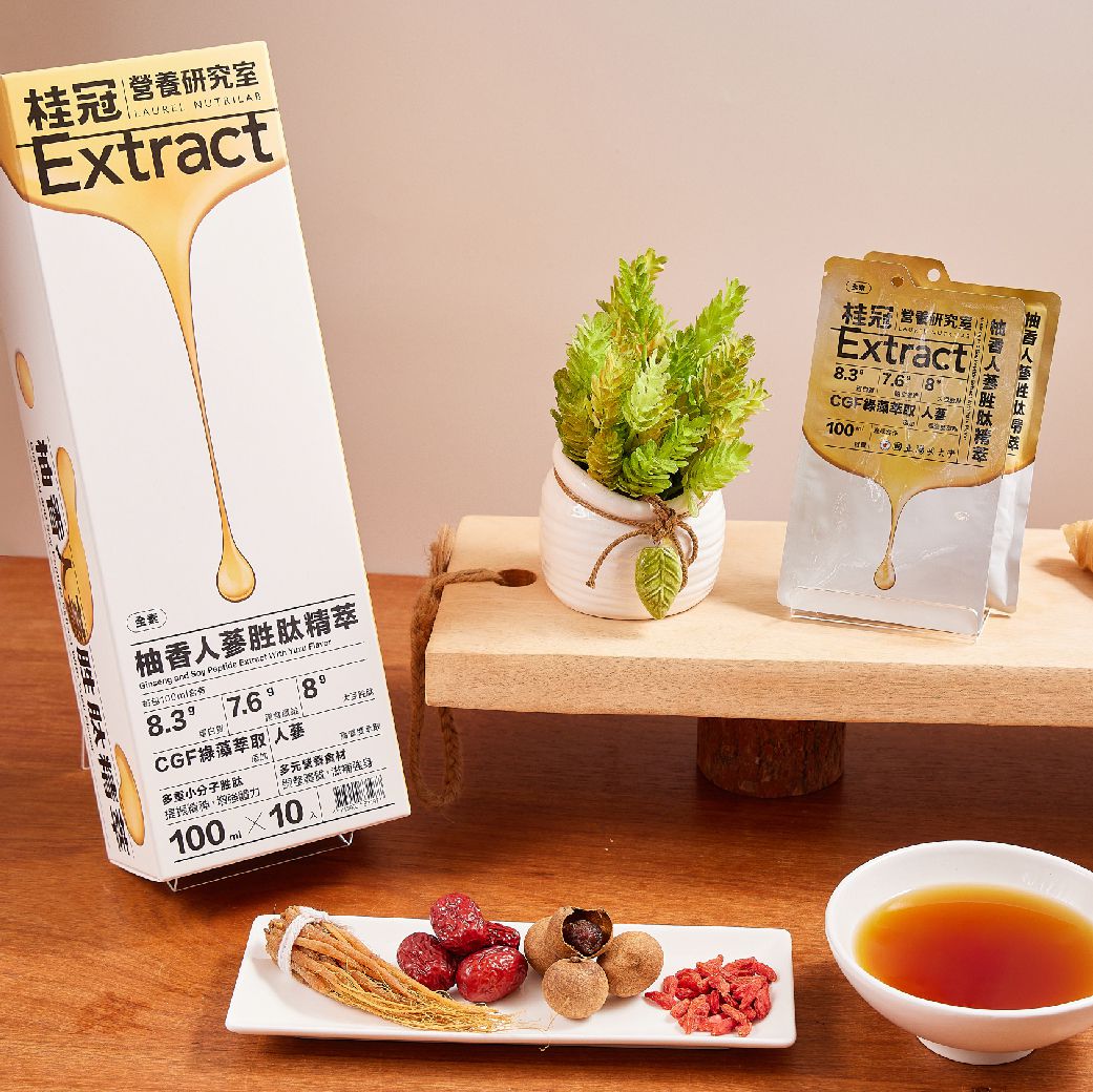 桂冠 - 營養研究室-柚香人蔘胜肽精萃10入禮盒 -全素-禮盒共10包，100ml/包