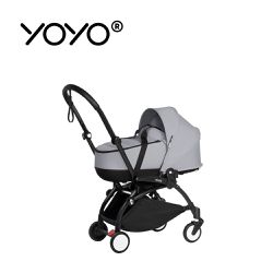 Stokke - YOYO² 法國 Bassinet 0+新生兒睡籃推車(含車架)-黑色車架+岩石灰睡籃