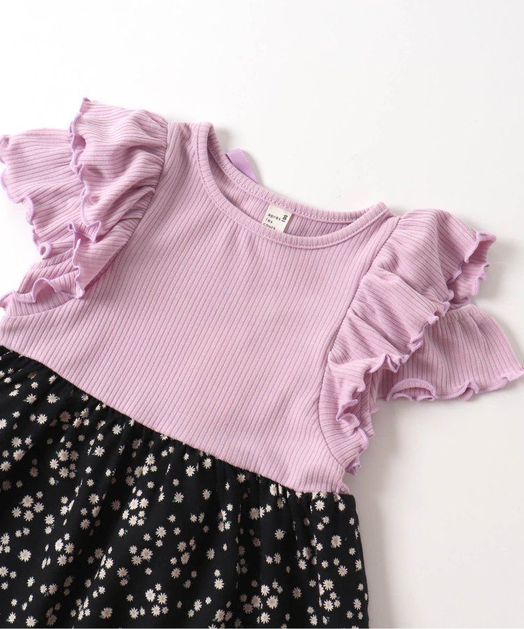 日本 apres les cours - 蓬鬆荷葉邊小露肩洋裝-向日葵-水藍x白