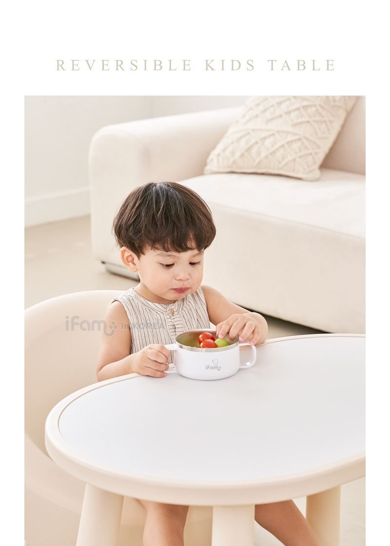 韓國 iFam - 兒童學習桌+小沙發椅優惠組-經典白