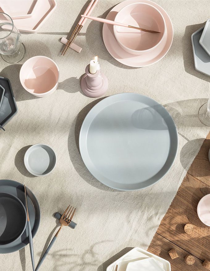 韓國 SSUEIM - Mariebel系列莫蘭迪陶瓷淺盤25cm(灰色)