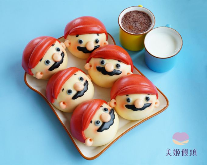 美姬饅頭 - 紅帽子叔叔鮮乳造型芝麻包-6入