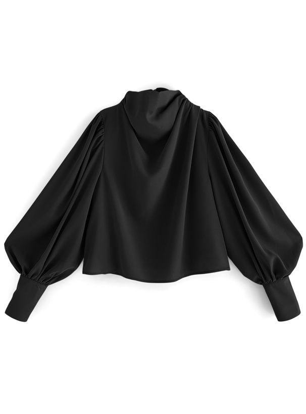 日本 GRL - 優雅女神皺褶感長袖上衣-米杏 (F)