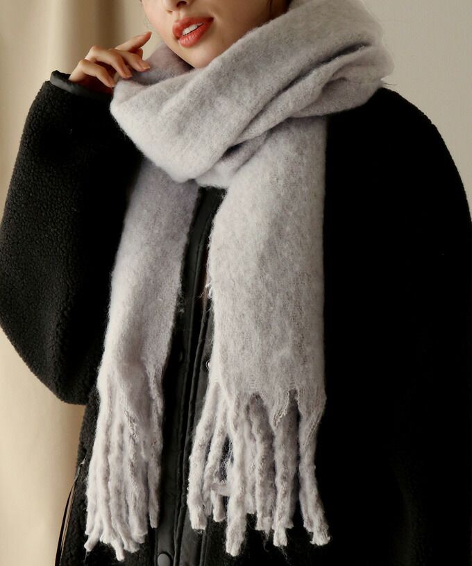 日本 BLUE EAST - 舒適保暖流蘇圍巾-素色-摩卡 (43x211)