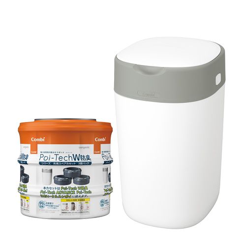 Poi-Tech雙重防臭尿布處理器-棉花白-+膠捲3入