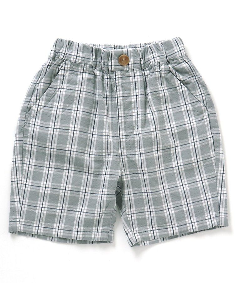 日本 apres les cours - 時髦風格工裝短褲-格子-灰