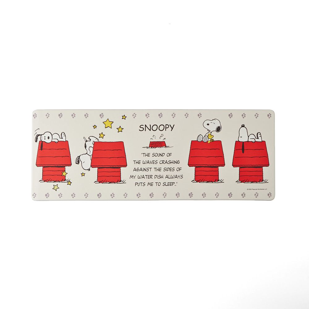 日本千趣會 - 史努比 易清潔 長條型腳踏墊(廚房/臥室)-紅色狗屋-米色系