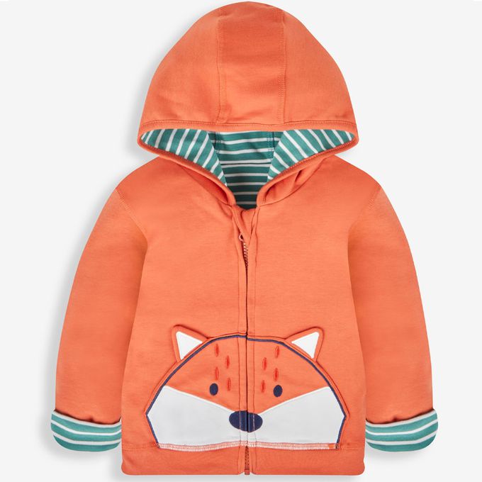 英國 JoJo Maman BeBe - 幼/兒童雙面穿100%純棉保暖連帽外套-小狐狸