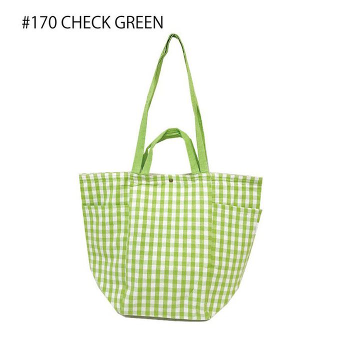 日本 Chepeli - [定番]印度棉大容量2way手提包(15L)-藍棕格紋 (約34x46x20cm)