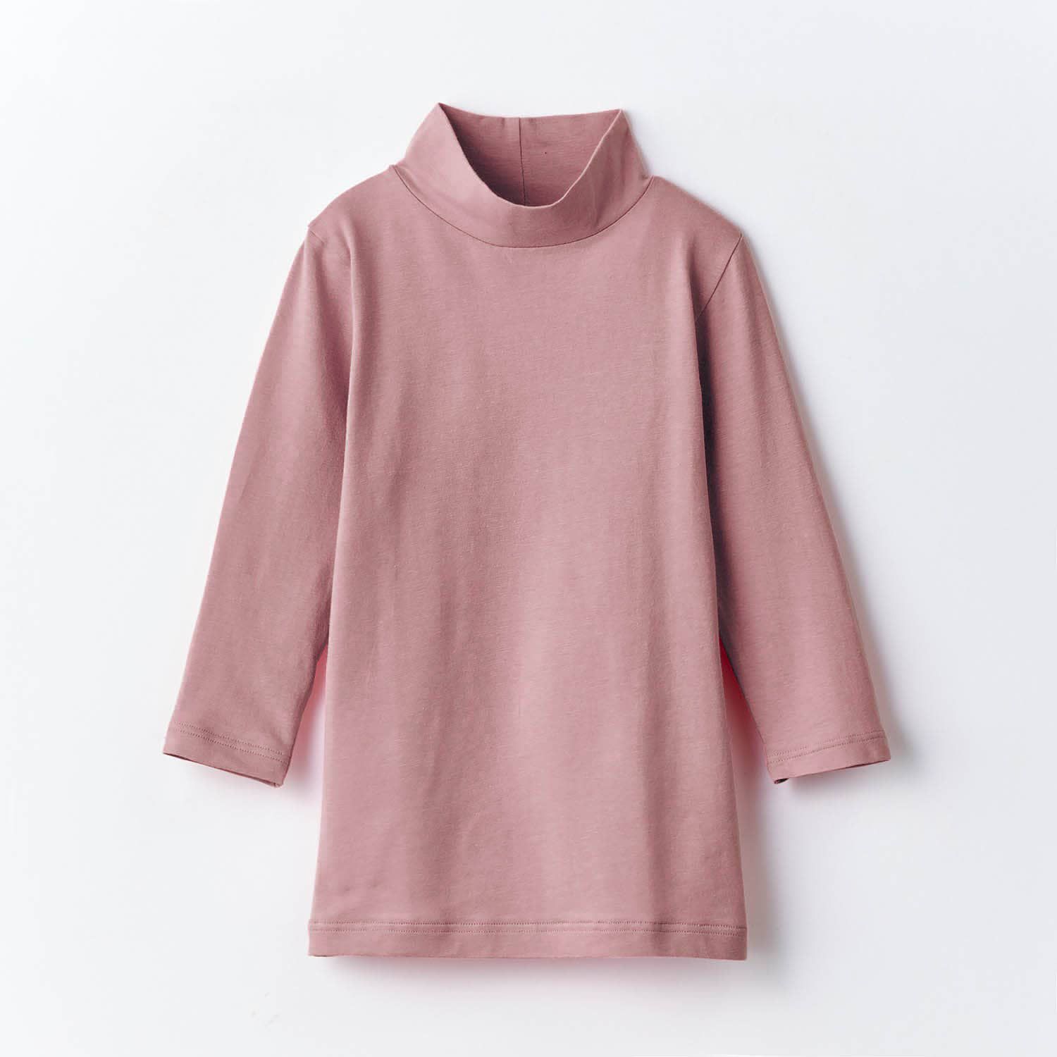 日本千趣會 - 95%棉 兒童高領九分袖發熱衣-雜灰