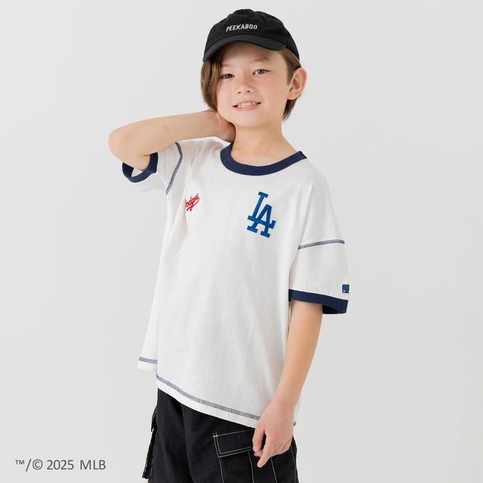 日本 Chil2 - MLB聯名 100%刺繡logo補丁短袖上衣-紐約洋基-燕麥灰