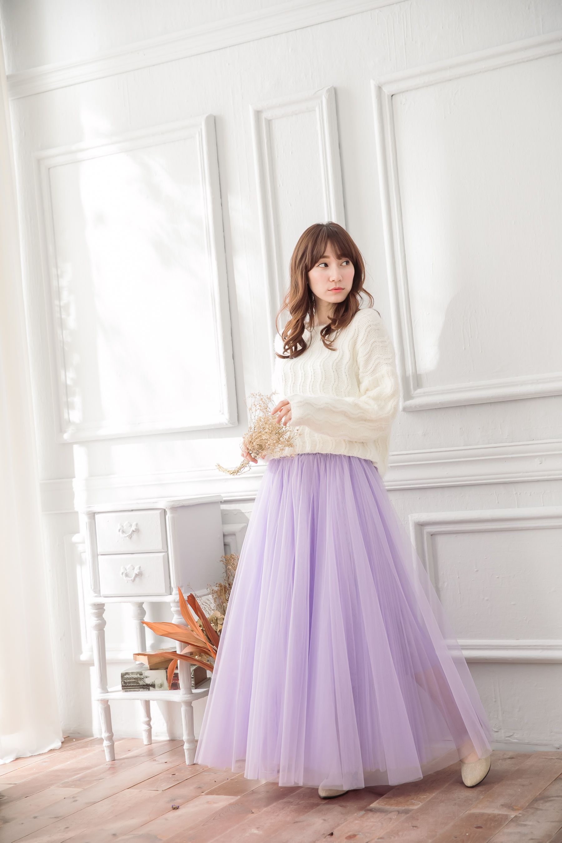 Peachy - 獨家訂製綿柔法式浪漫三層蓬紗裙-三層蓬版-薰衣草紫 (F)