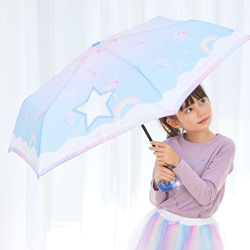 日本中谷 - 輕量透明窗兒童雨傘/折疊傘-氣球音符-水藍 (50cm(身高115-125cm))