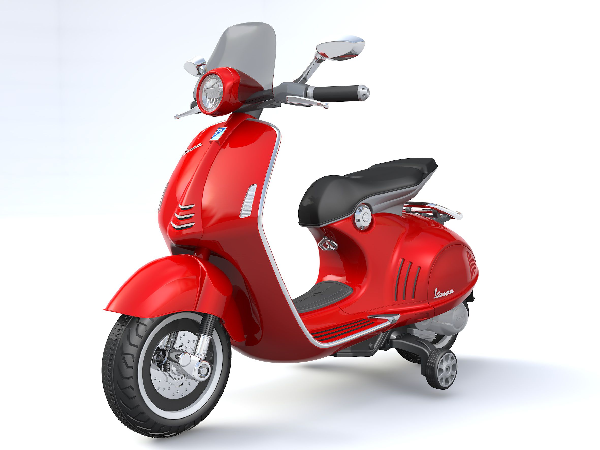 義大利Vespa - 【超值兩台組】Vespa電動玩具車-紅+Ambosstoys PRIMO經典偉士牌復古造型滑步車-薄荷綠