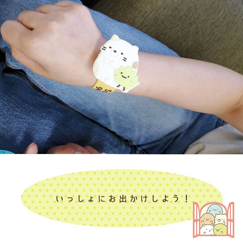 日本代購 - 角落生物 兒童手錶-貓咪-掀蓋/啪啪圈錶帶款 (橘)