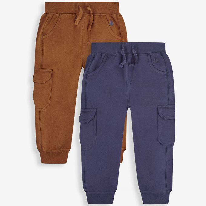 英國 JoJo Maman BeBe - 幼/兒童超優質100%純棉 2 入組工裝褲-卡其藍