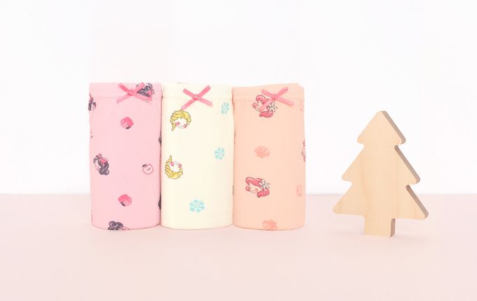 韓國 Mellisse - 韓製莫代爾棉混紡四角褲(女寶)-童話公主-黃X橘X粉-三件組