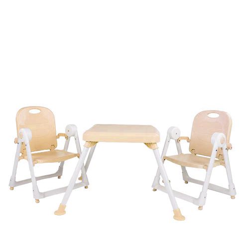 美國 ZOE - 兩椅一桌雙人組合-附白色小餐盤-奶茶色