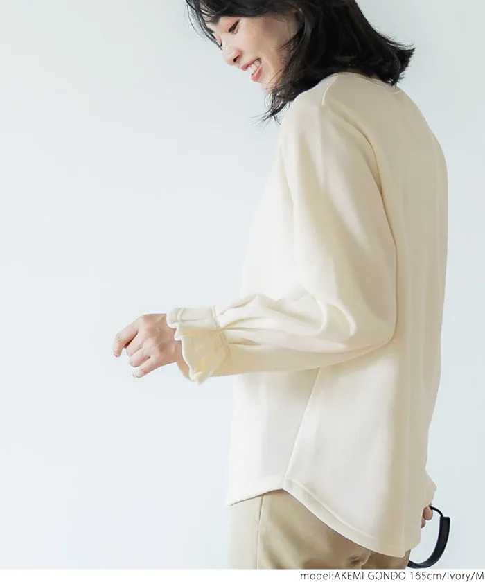 日本 COCA - 裏起毛甜美糖果袖長袖上衣-淺棕