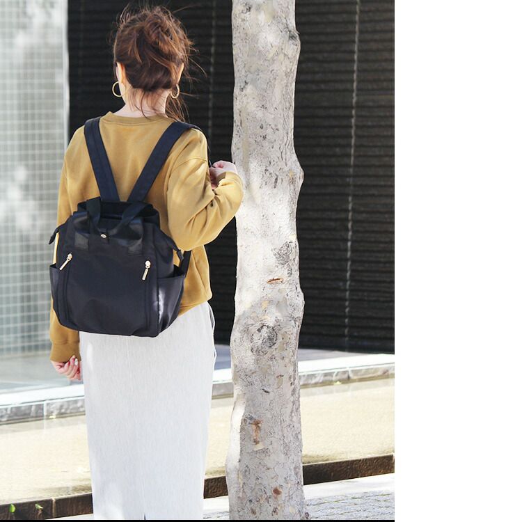 日本代購 - [樂天NO.1] 美型多夾層收納後背包/媽媽包-深海藍 (29x26x14cm)