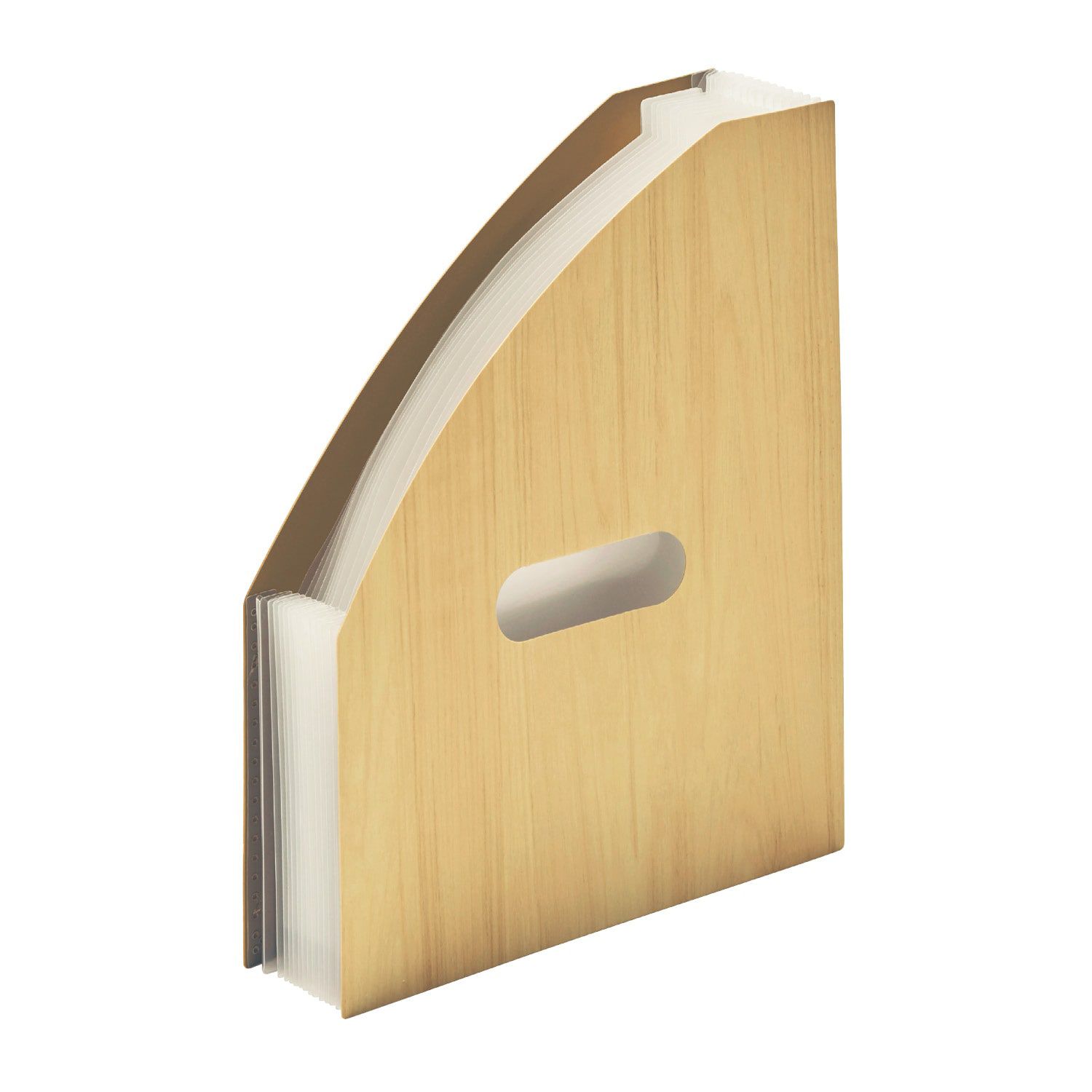 日本千趣會 - 直立式大容量伸縮文件收納盒-平行款-深咖木紋 (33x23.6cm)