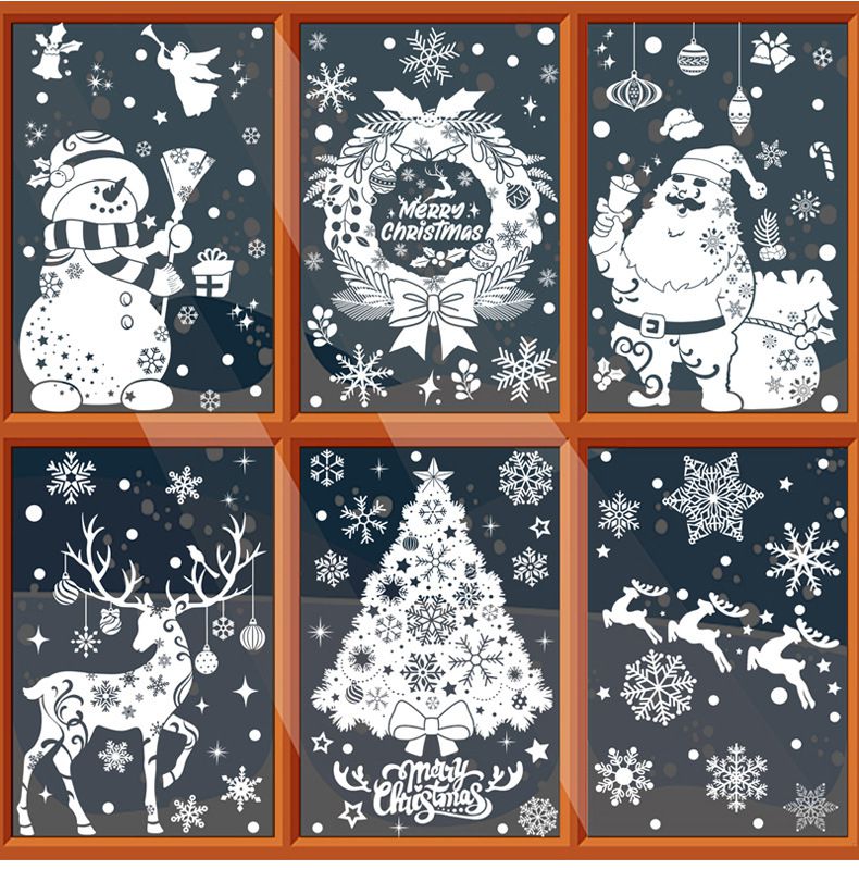 聖誕節櫥窗玻璃靜電貼套組-雪白麋鹿