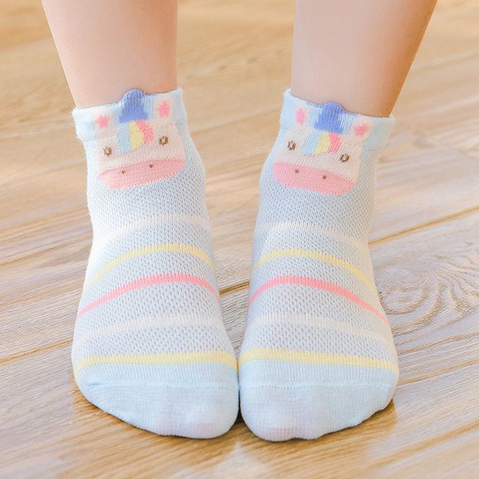 腳ㄚ子 - 幼/兒童透氣網眼襪 童襪 襪子 棉襪 兒童襪-清爽藍花