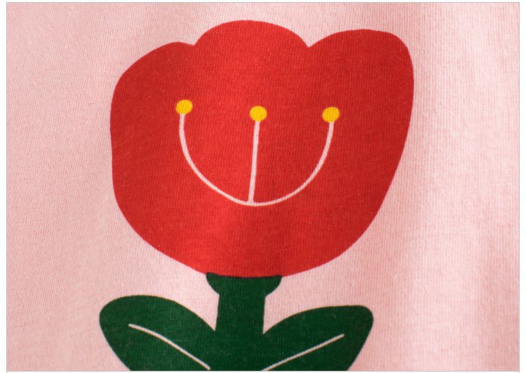 純棉短袖上衣-lucky花花-白色