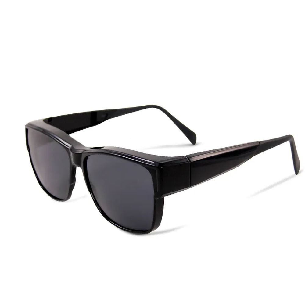 ALEGANT - 潮流烤漆黑方框可彎折鏡腳全罩式偏光墨鏡│外掛式UV400太陽眼鏡包覆套鏡│車用太陽眼鏡
