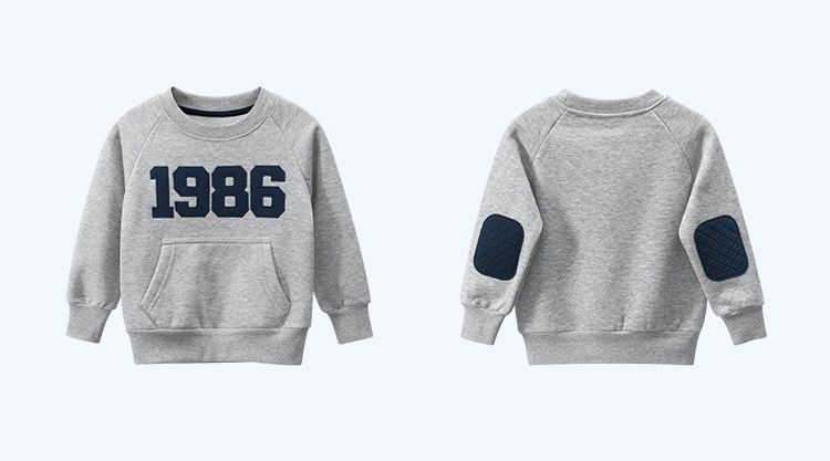 棉質長袖大學T-數字1986-灰色