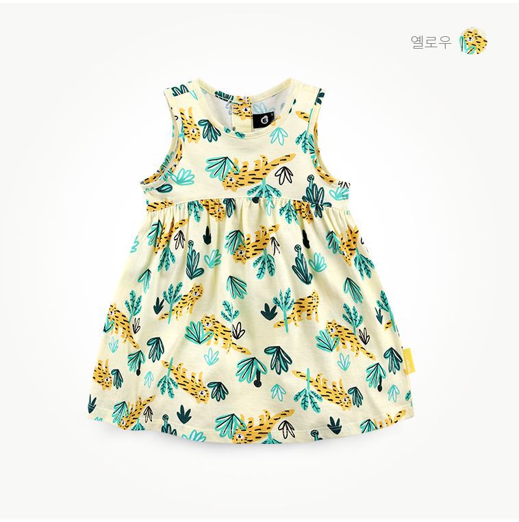 韓國 milk mile - 草原花豹無袖洋裝-黃