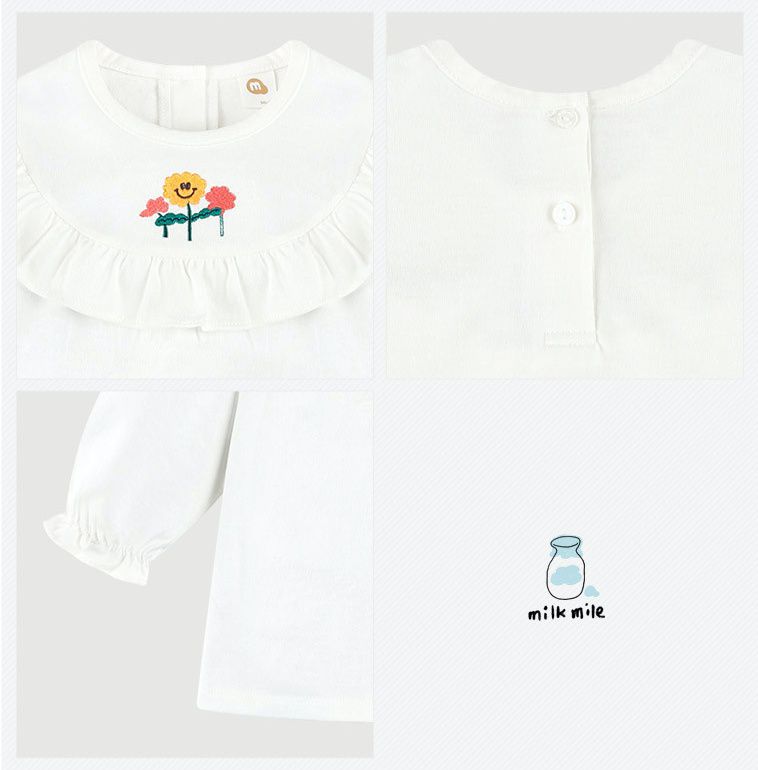 韓國 milk mile - 荷葉圓領小花上衣