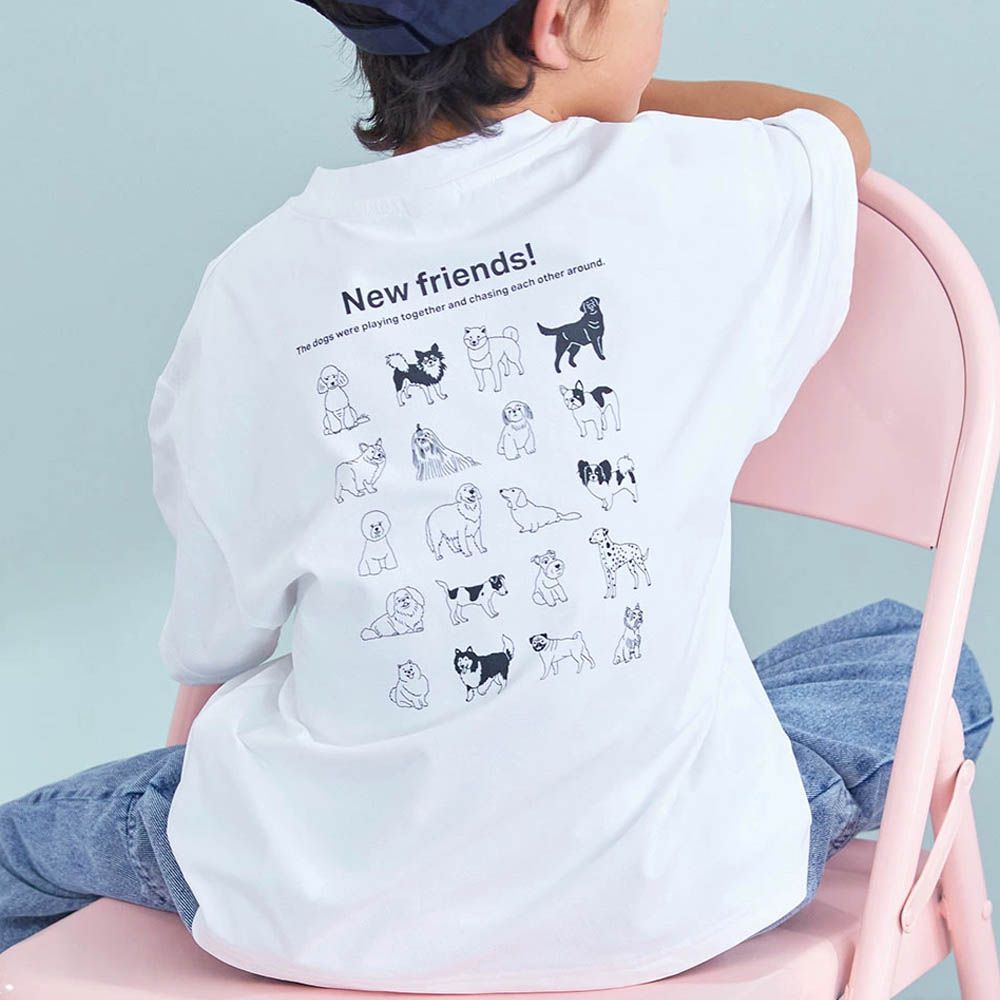 抗UV 不易皺速乾印花短袖上衣-狗夠大集合-白