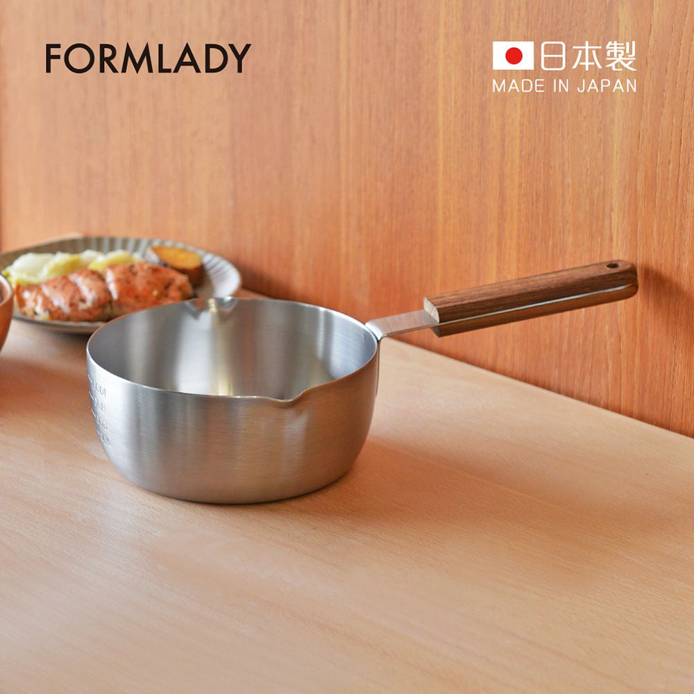 日本 FORMLADY - 小泉誠 ambai日製木柄18-8不鏽鋼三層底雪平鍋-16cm