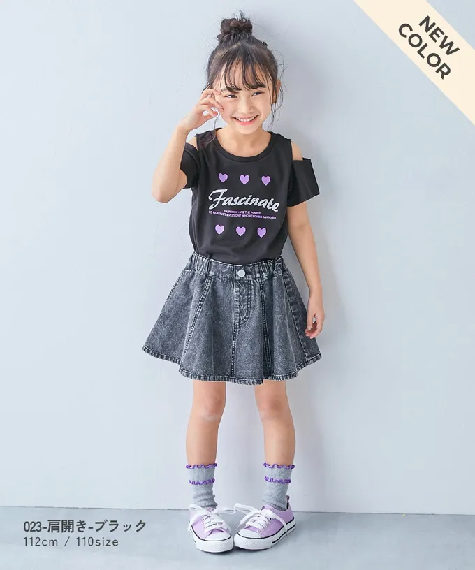 日本 devirock - 女孩運動風設計款短袖T恤-肩開口-白