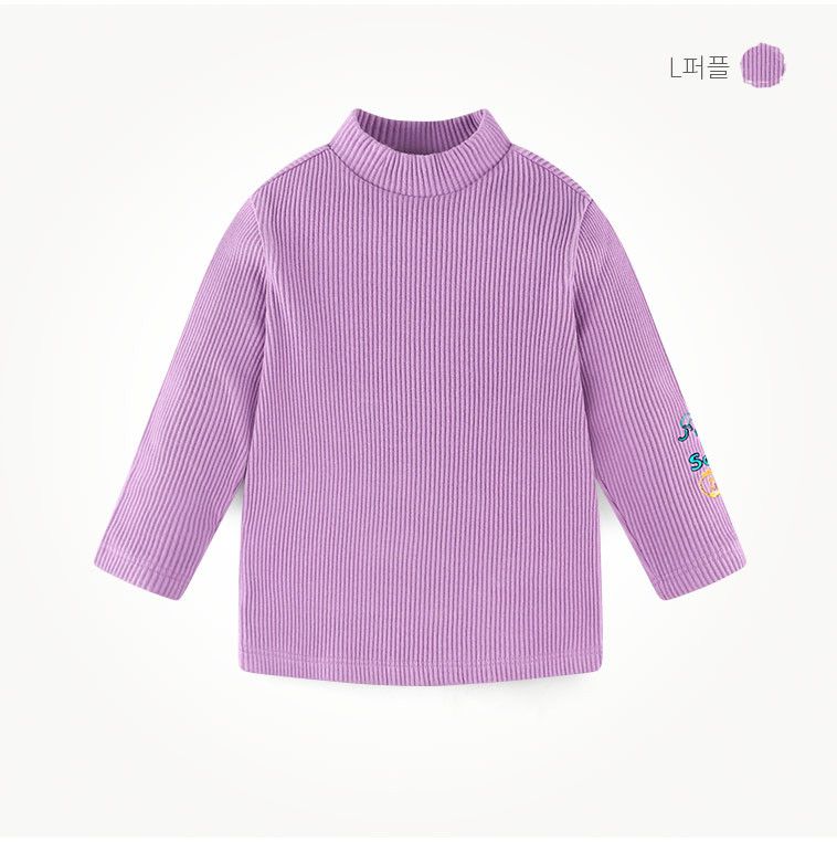 韓國 milk mile - 直條紋半高領T恤-紫