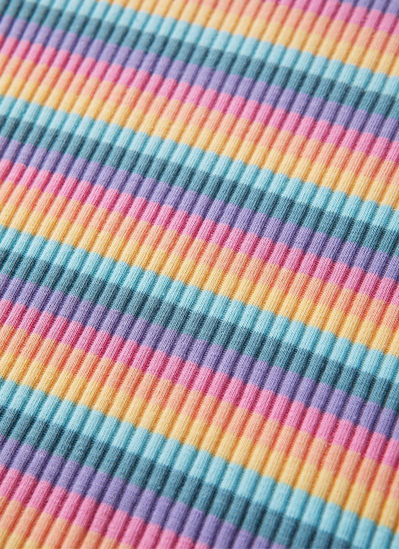 韓國 OZKIZ - 七彩條紋針織長袖上衣
