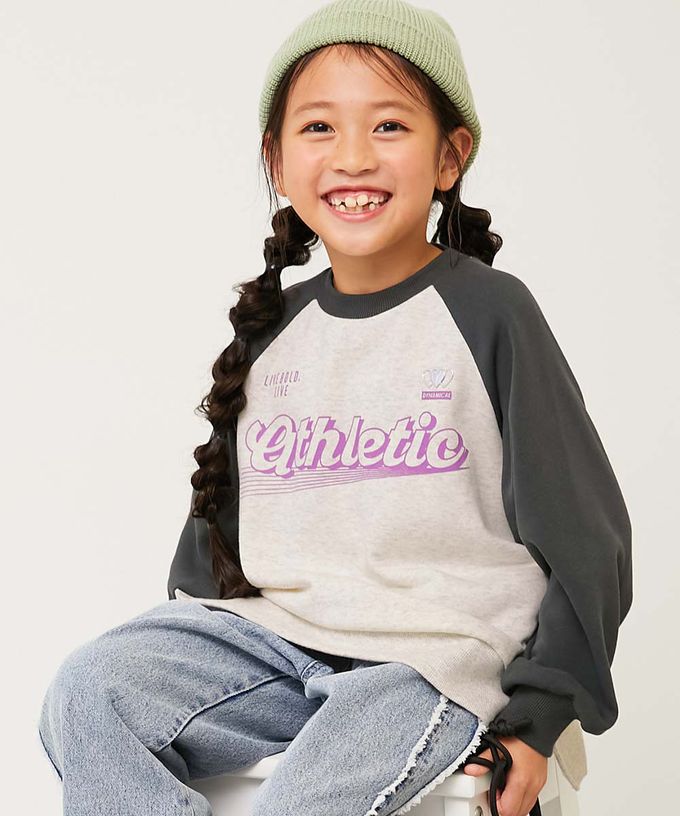 日本 devirock - 可愛女孩印花縮口長袖上衣-蝴蝶結緞帶-藍紫