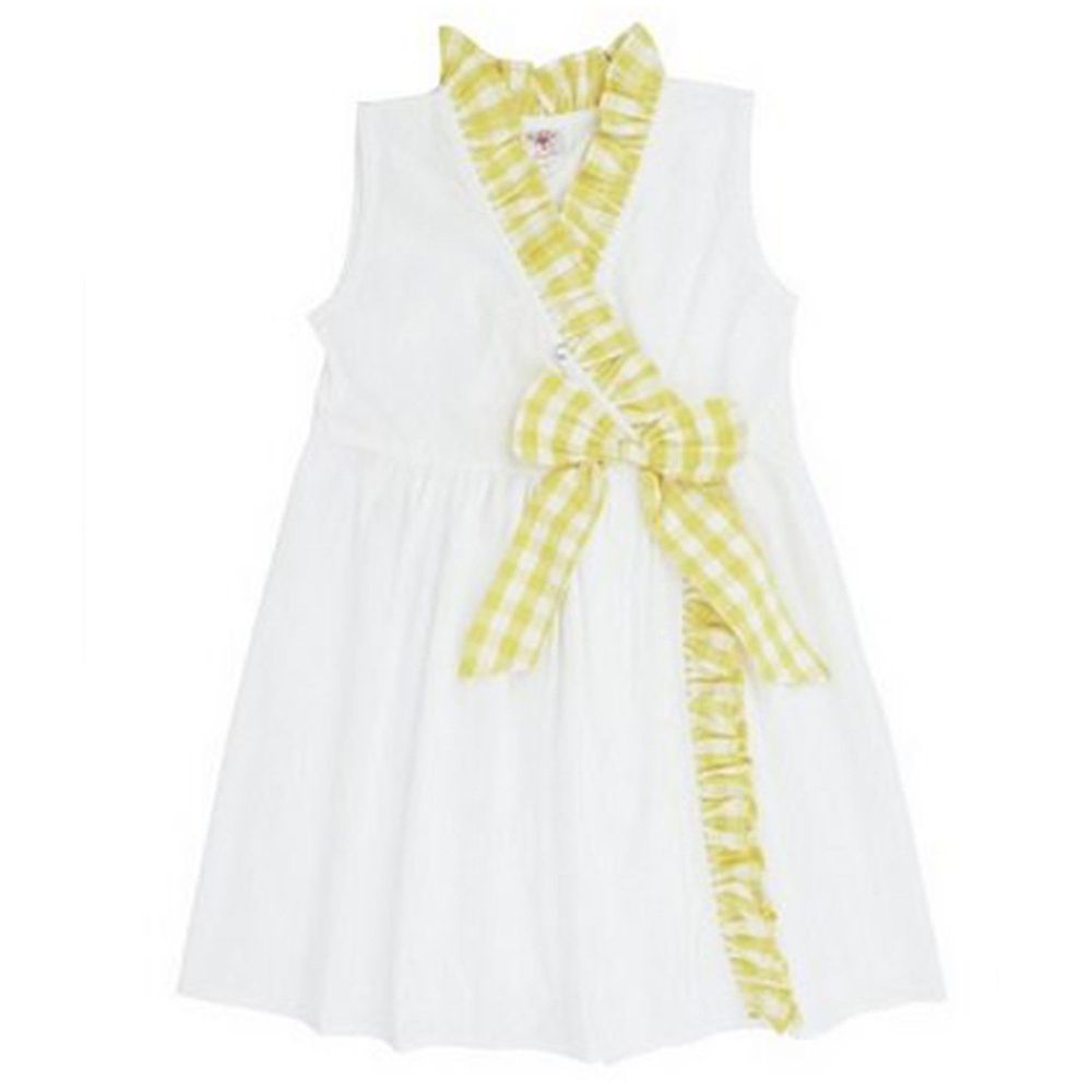 美國 RuffleButts - 寶寶/兒童洋裝-白色/黃格子洋裝