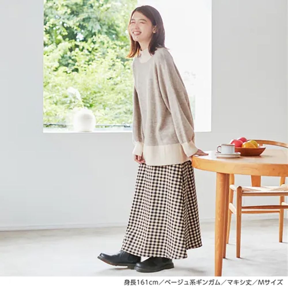 日本 BELLUNA - 蓄熱保暖百搭長裙-深藍